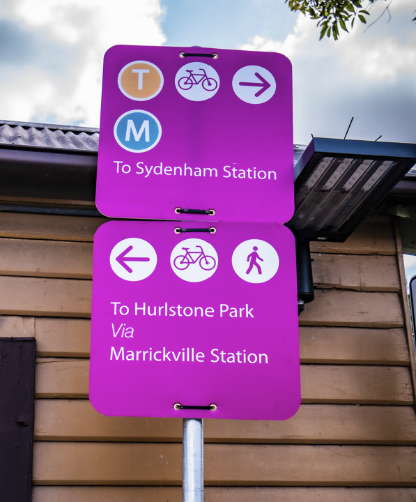 Active transport street sign,Inner West Council area.